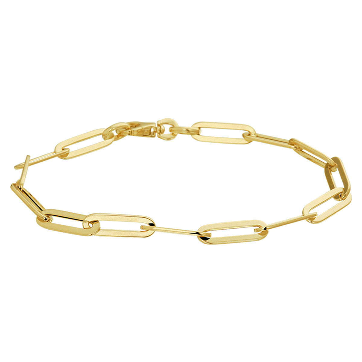 14k Goud Armband Paperclip Platte Buis 5,0mm 19 cm