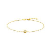 14k Goud Armband Zirkonia 16,5 - 18,5 cm