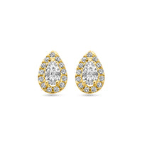 14k Goud Oorknoppen Druppel en Zirkonia 8,5mm