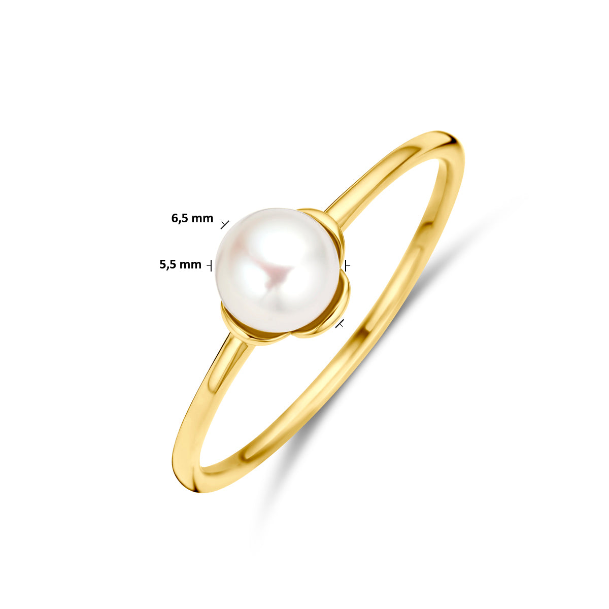 14k Goud Ring Bloem Parel
