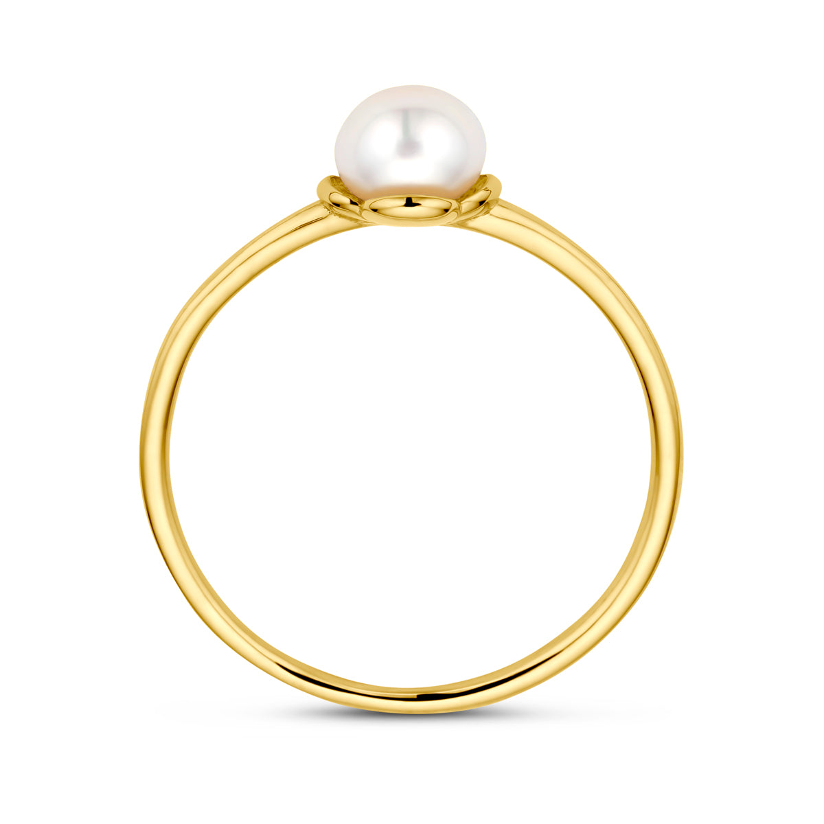 14k Goud Ring Bloem Parel
