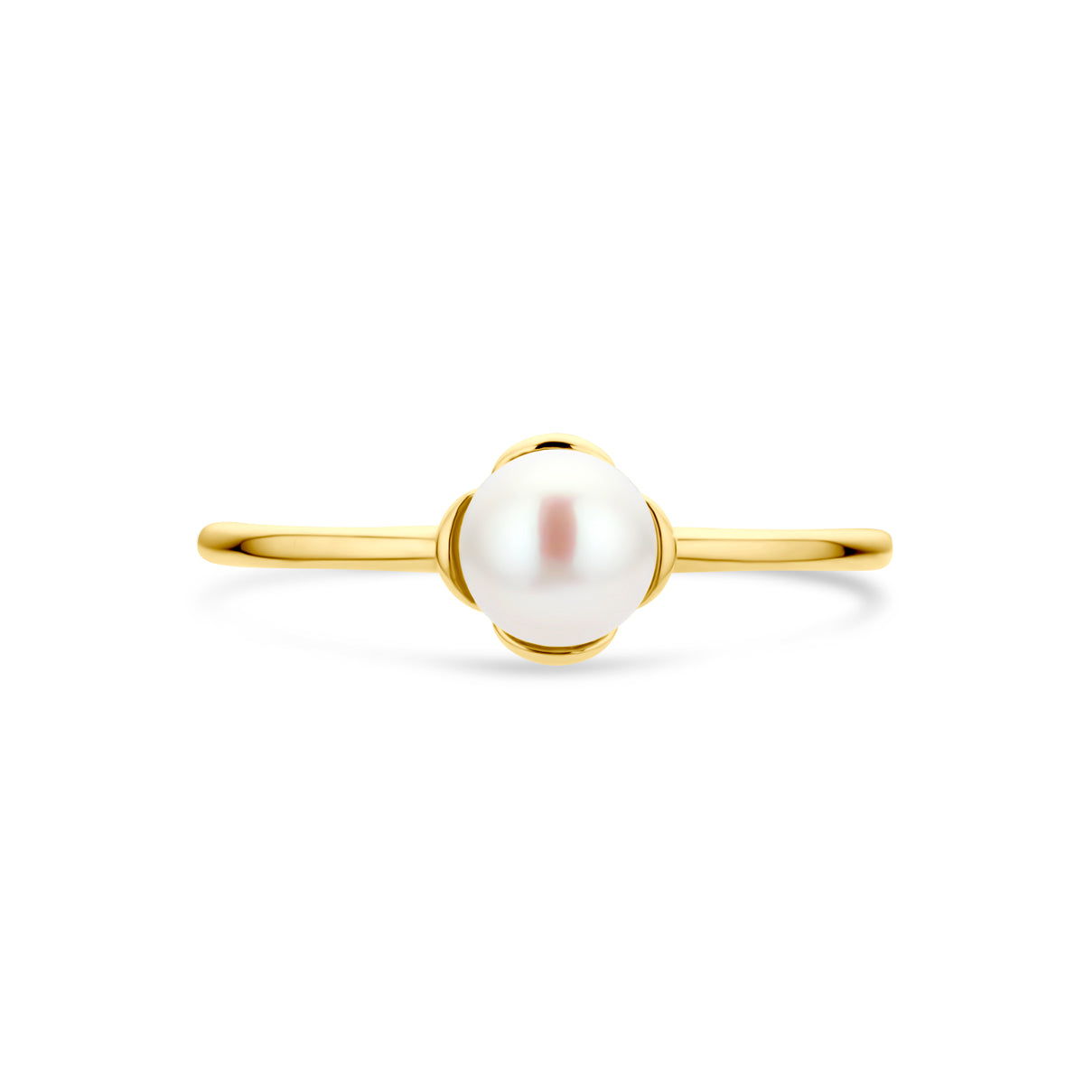 14k Goud Ring Bloem Parel