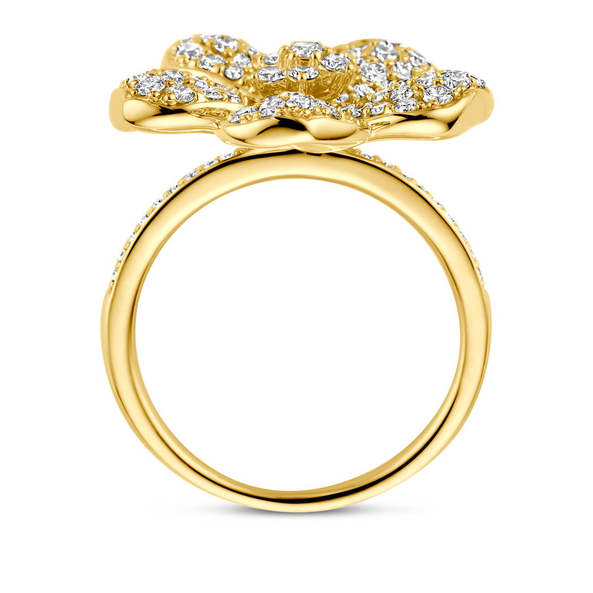 14k Goud Ring Bloem Diamant 1.50ct h si