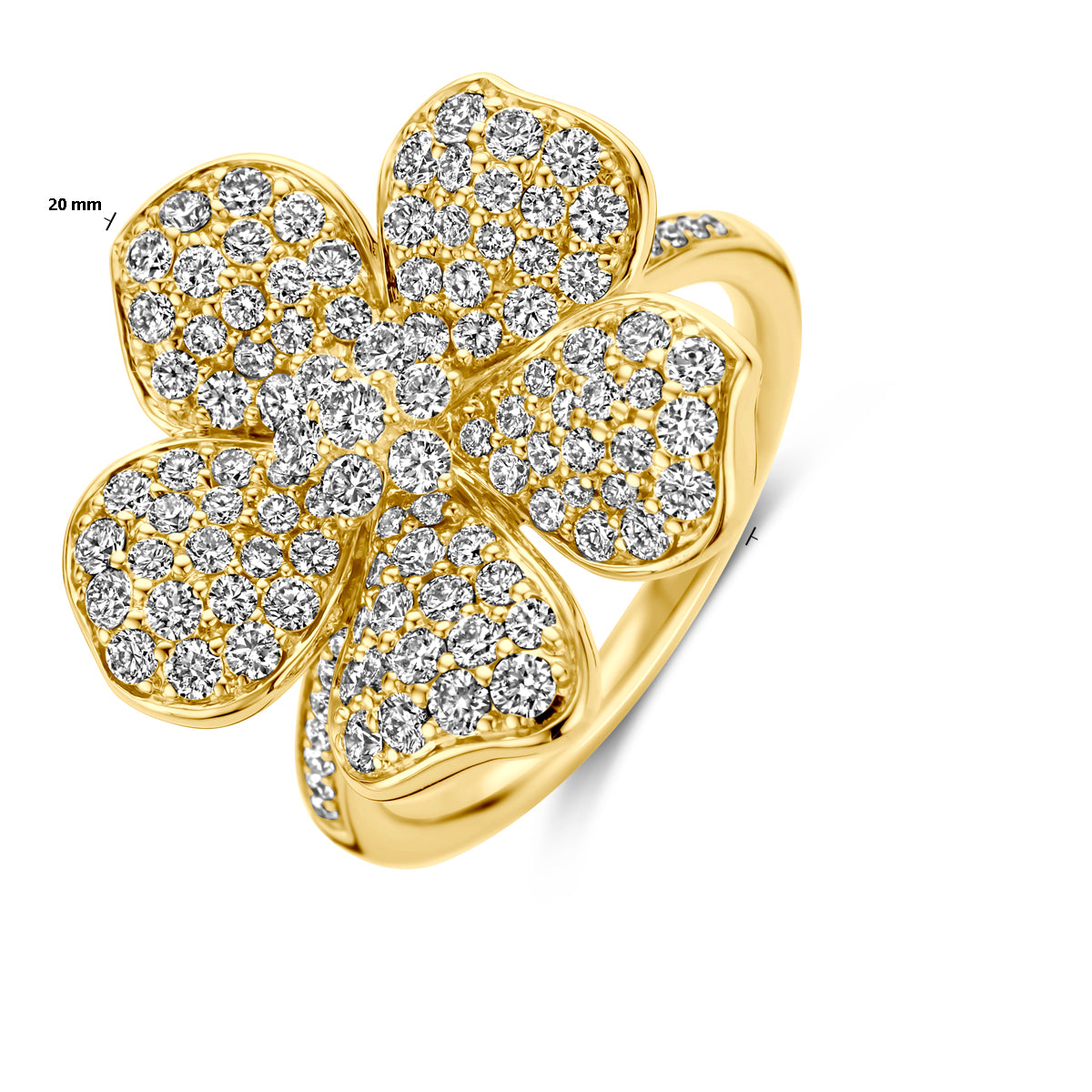 14k Goud Ring Bloem Diamant 1.50ct h si