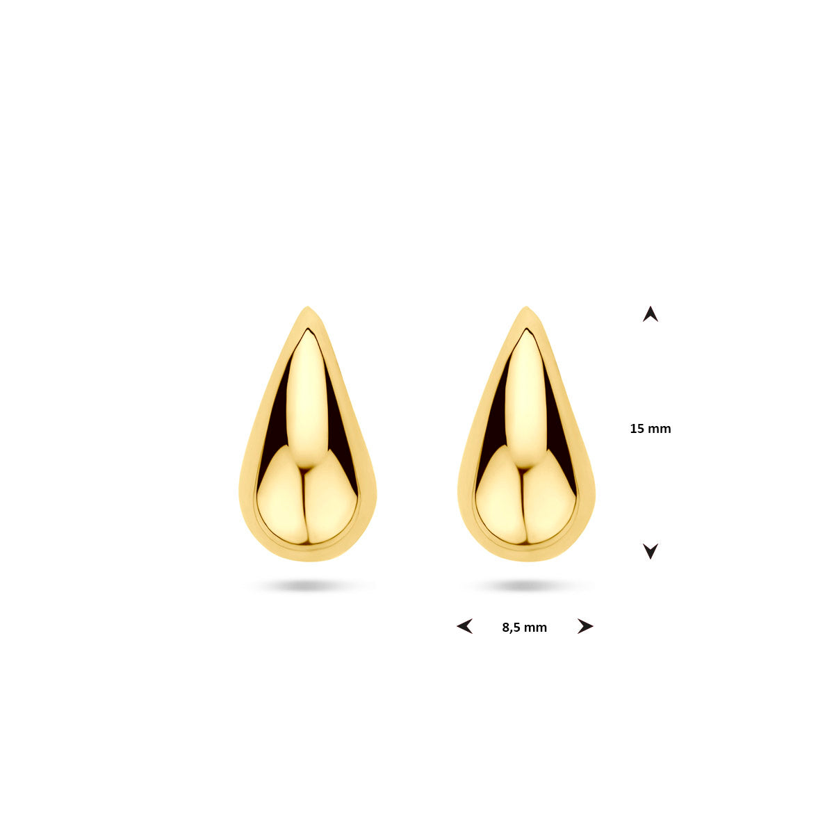 14k Goud Oorknoppen Druppel 15mm