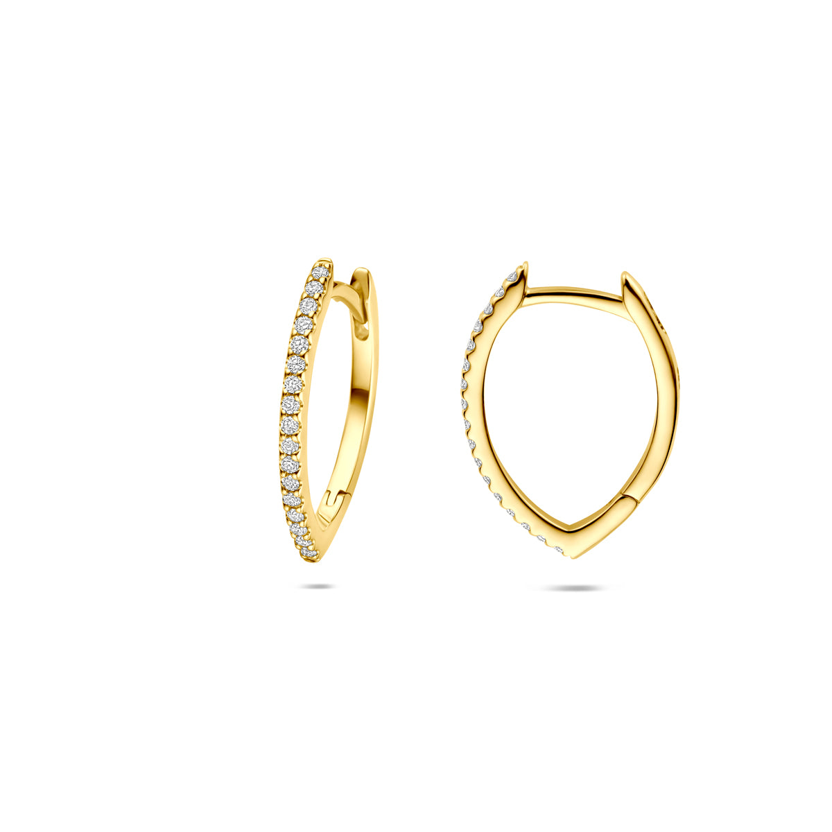 14k Goud Klapoorringen Diamant 0.15ct (2x 0.075ct) h si 16,5mm