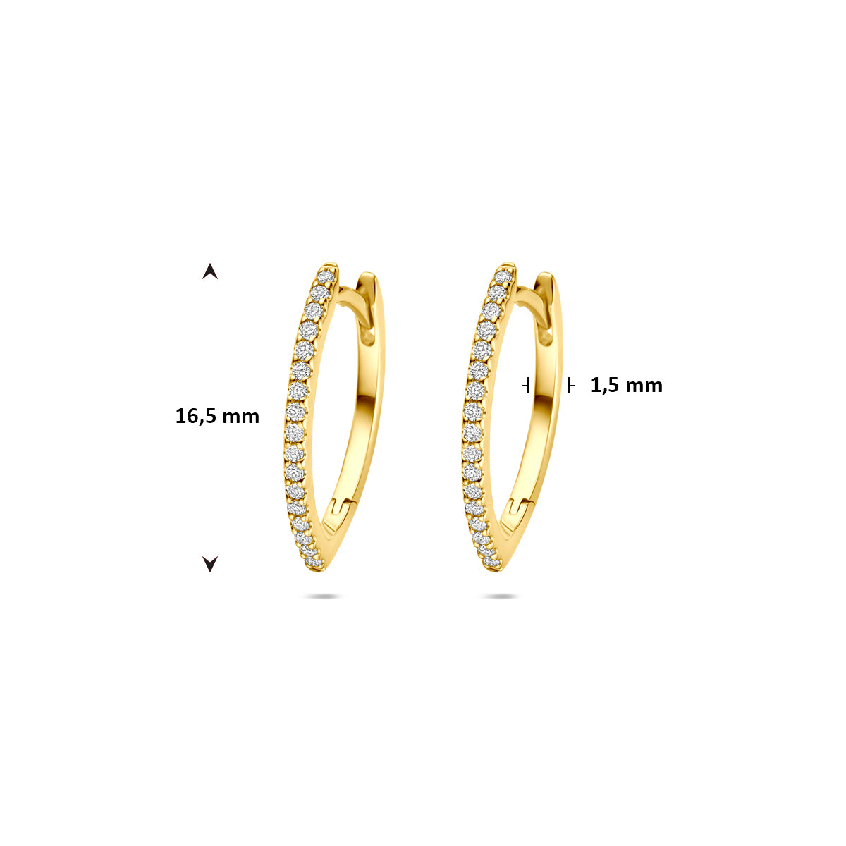 14k Goud Klapoorringen Diamant 0.15ct (2x 0.075ct) h si 16,5mm