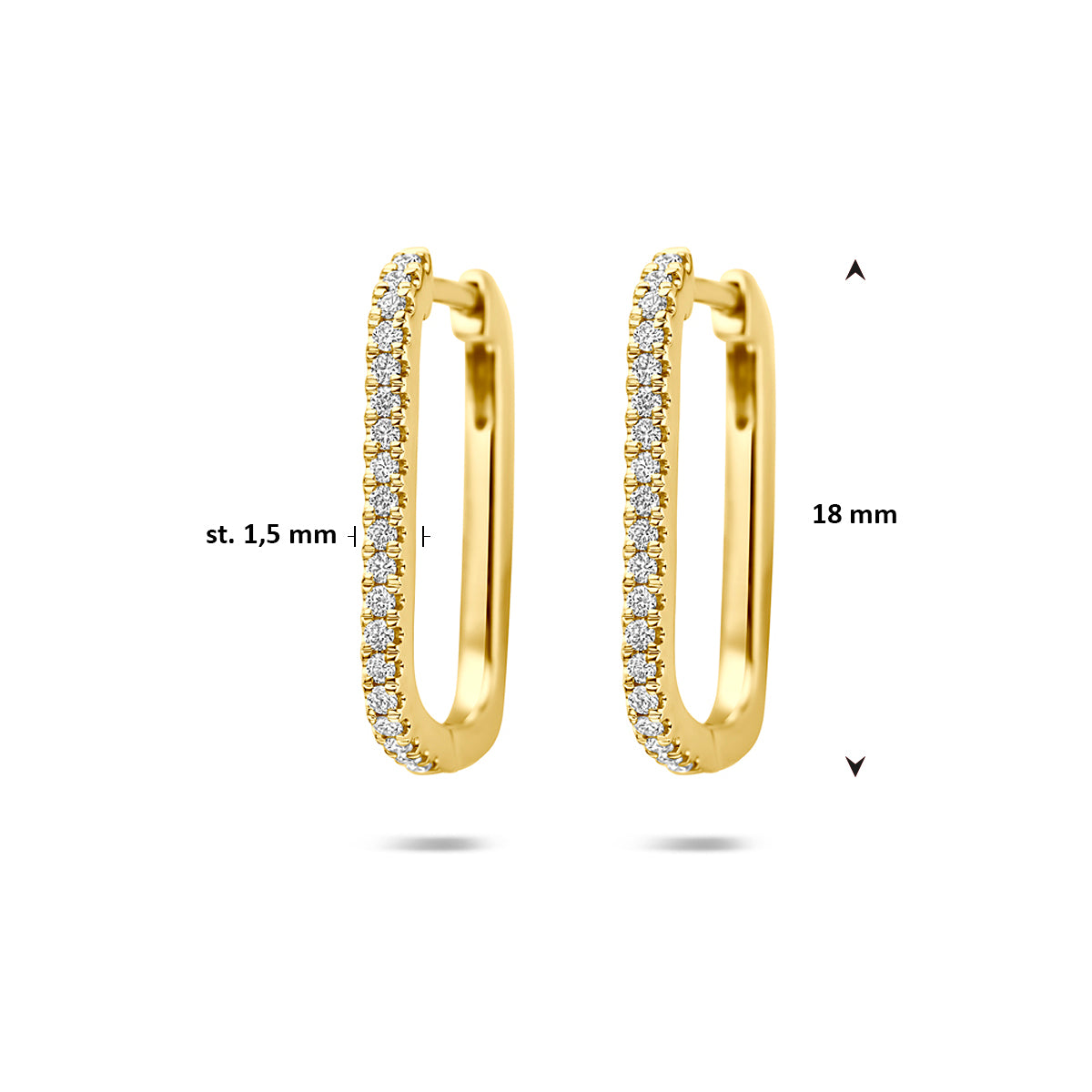 14k Goud Klapoorringen Lab Grown Diamant 0.19ct (2x 0.095ct) g vs 18mm