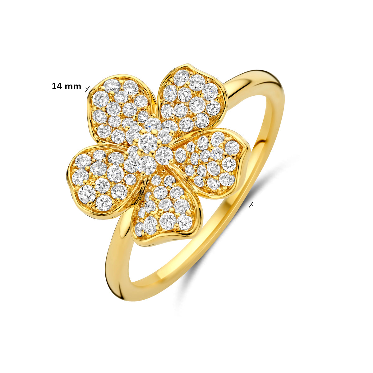 14k Goud Ring Bloem Diamant 0.50ct h si