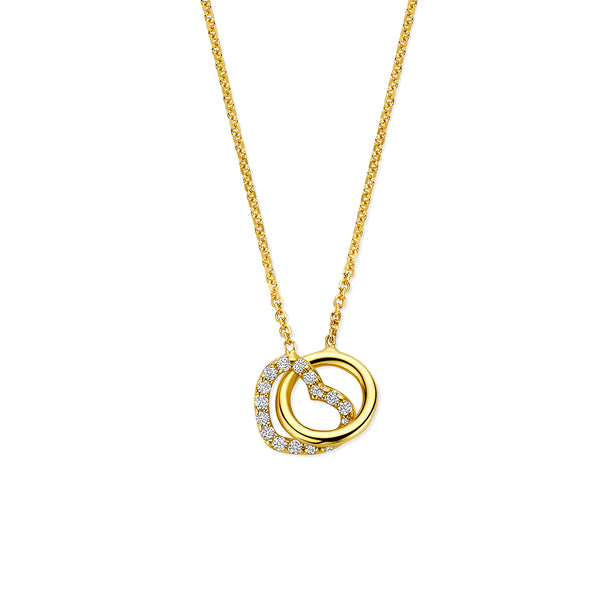 14k Goud Collier Rondje en Hartje Lab Grown Diamant 0.09ct g vs 40 - 42 - 44 cm