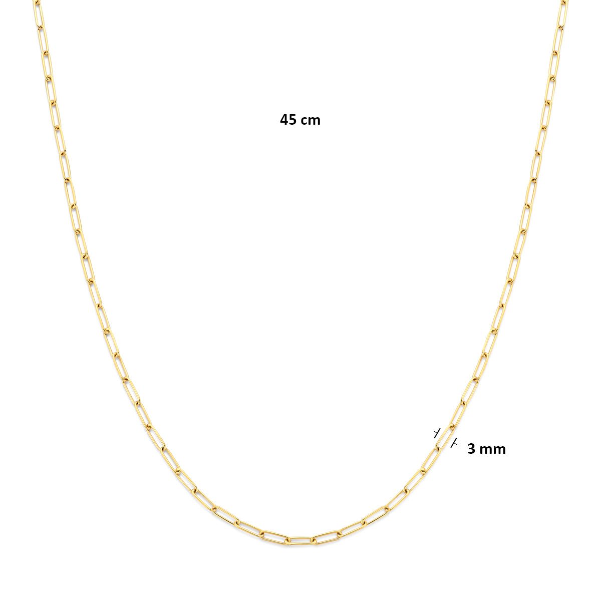 14k Goud Collier 3mm 45 cm