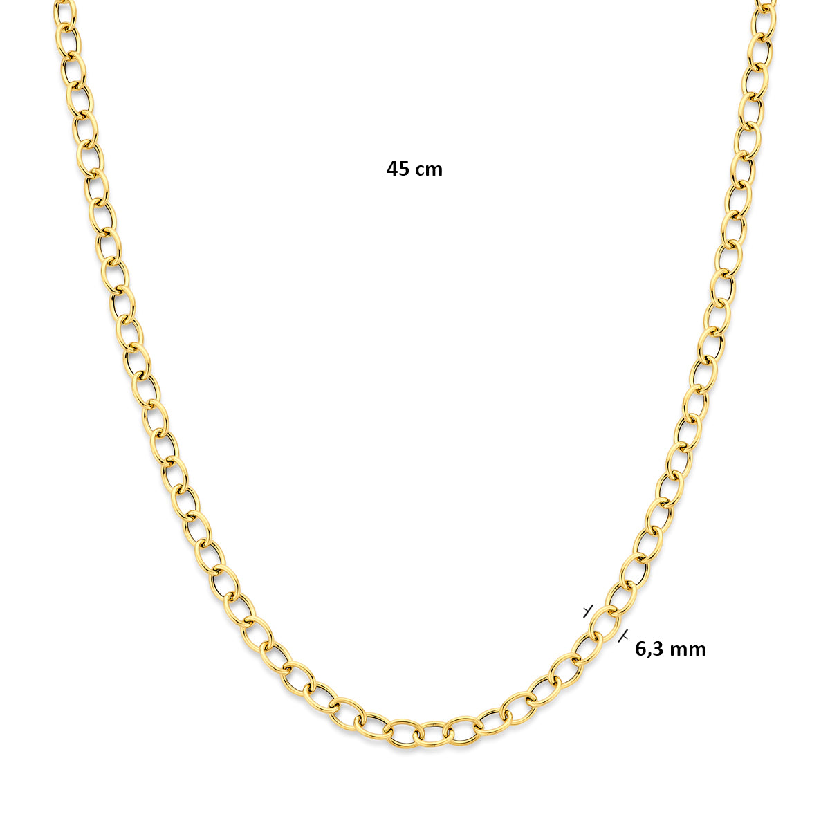 14k Goud Collier 6,3mm 45 cm
