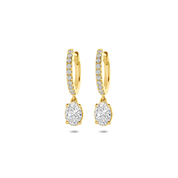 14k Goud Klapoorringen Lab Grown Diamant 1.22ct (2x 0.61ct) g vs 20,5mm