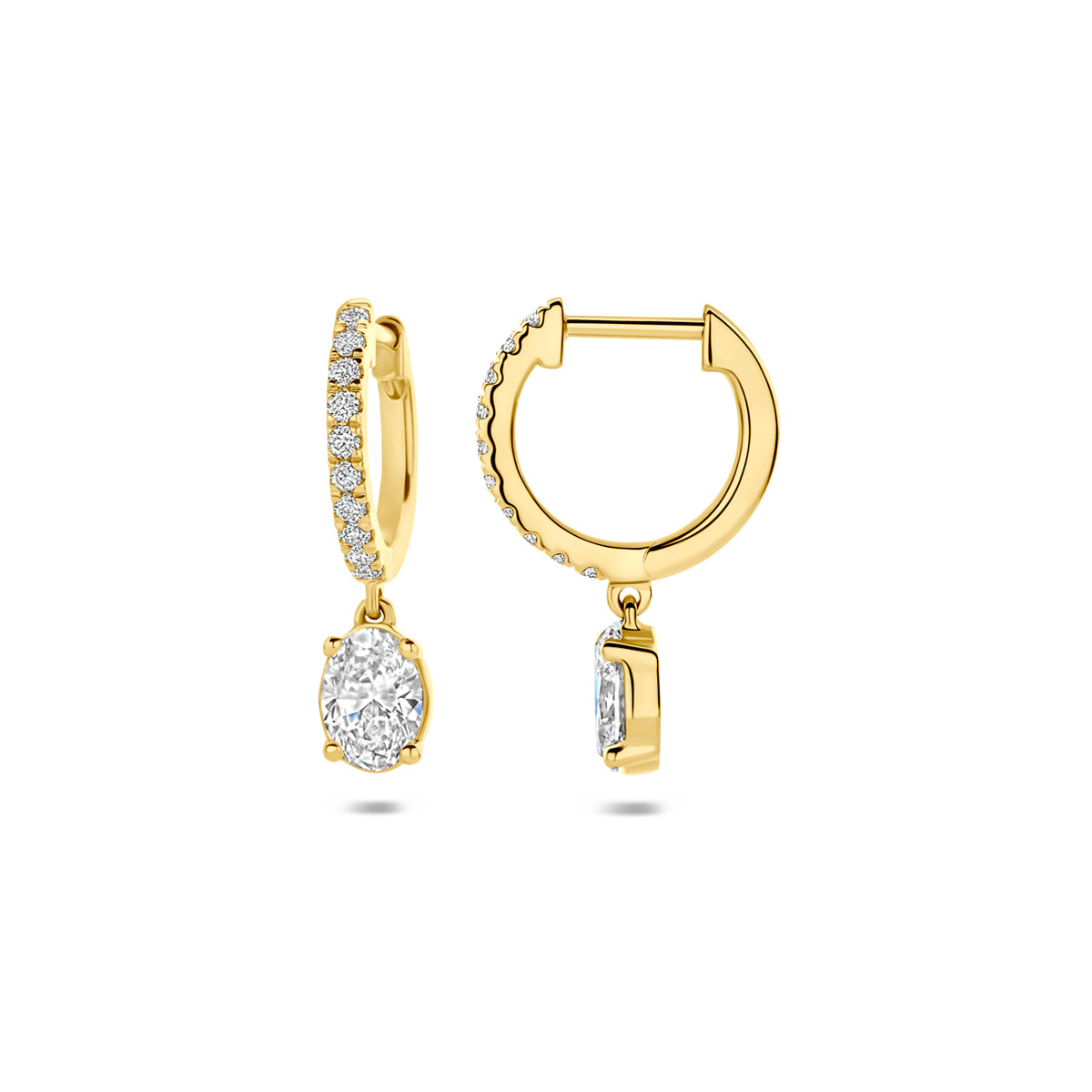 14k Goud Klapoorringen Lab Grown Diamant 1.22ct (2x 0.61ct) g vs 20,5mm