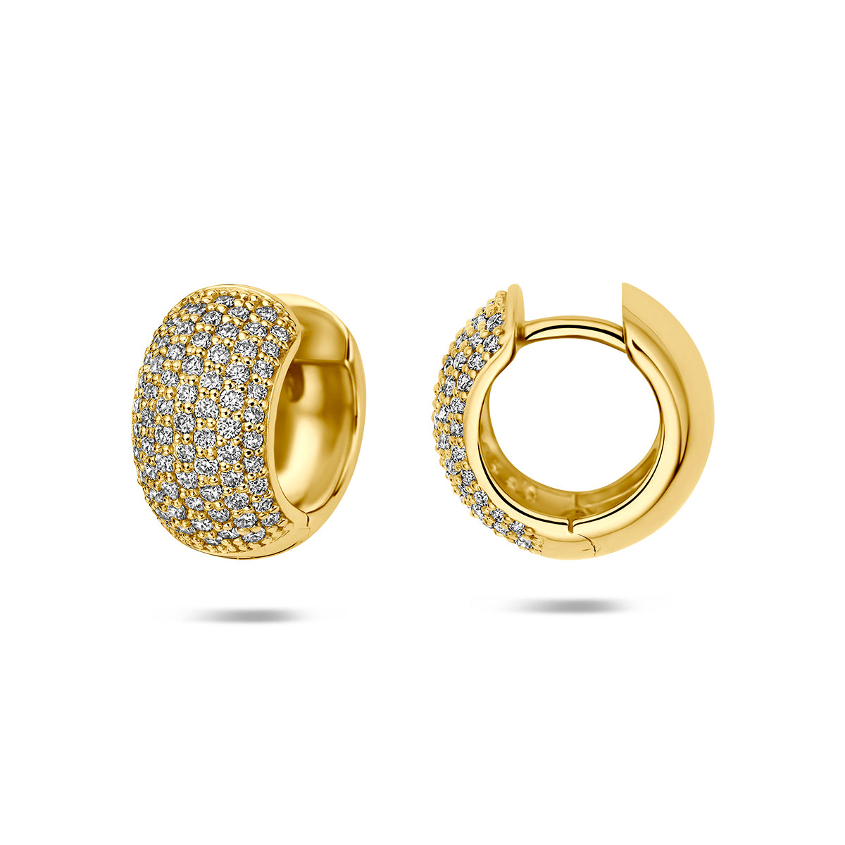 14k Goud Klapoorringen Lab Grown Diamant 1.07ct (2x 0.535ct) f vs 14mm