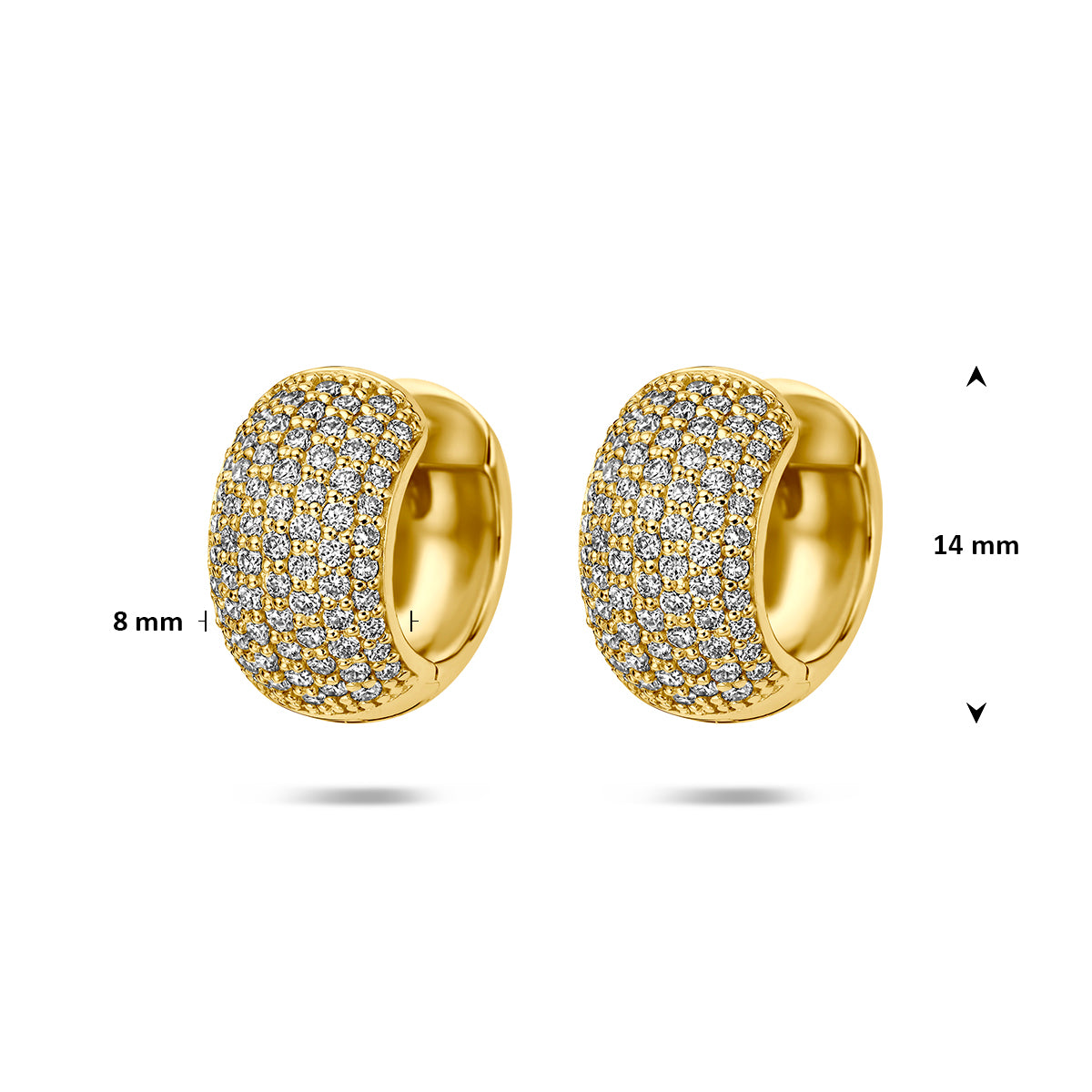14k Goud Klapoorringen Lab Grown Diamant 1.07ct (2x 0.535ct) f vs 14mm
