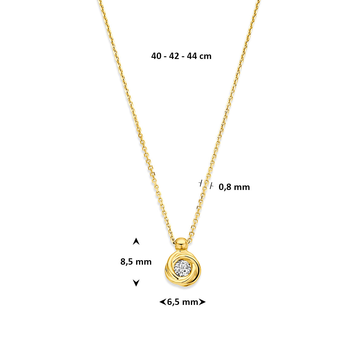 14k Goud Collier Lab Grown Diamant 0.1ct g vs 40 - 42 - 44 cm