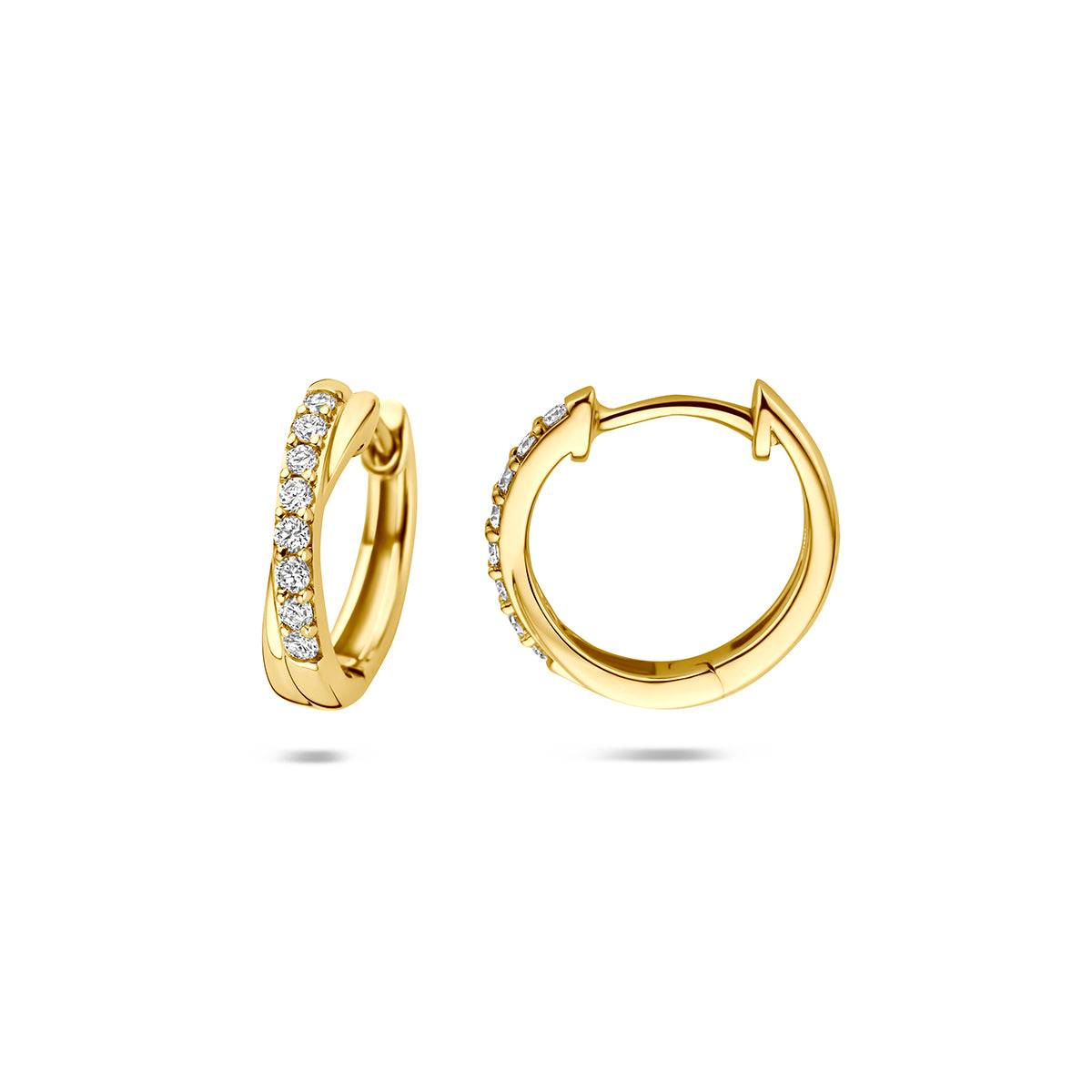 14k Goud Klapoorringen Lab Grown Diamant 0.20ct (2x 0.10ct) g vs 13mm