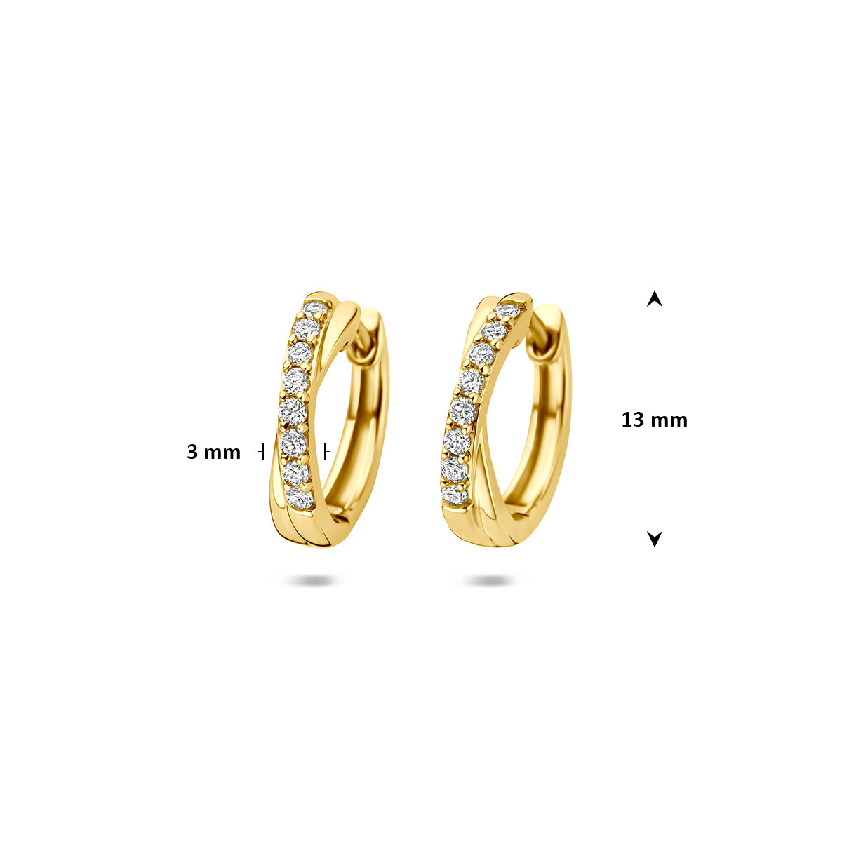 14k Goud Klapoorringen Lab Grown Diamant 0.20ct (2x 0.10ct) g vs 13mm