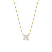 14k Goud Collier Bloem Lab Grown Diamant 0.40ct G VS 41 - 43 - 45 cm