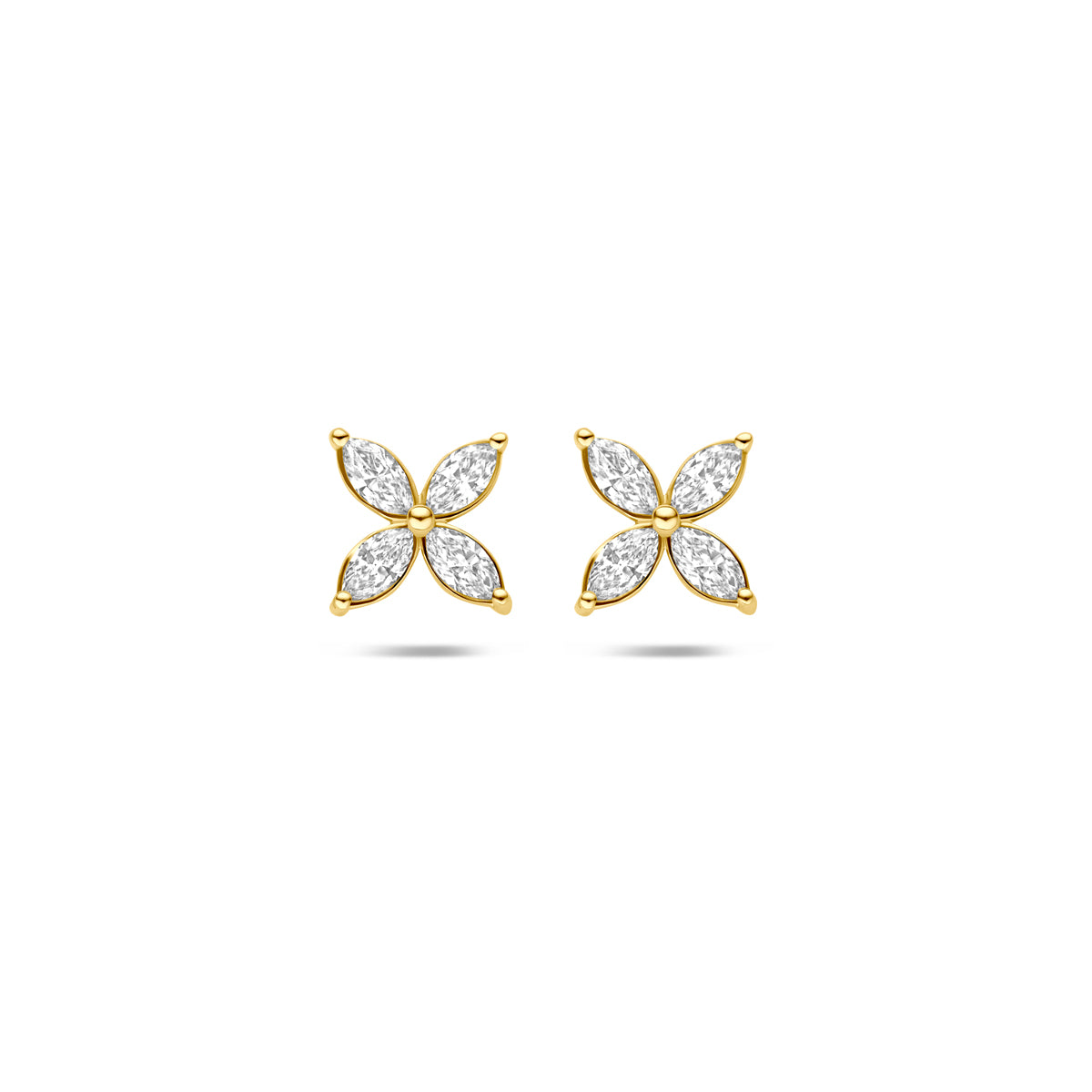 14k Goud Oorknoppen Bloem Lab Grown Diamant 0.56ct (2x 0.28ct) f vs 7,5mm