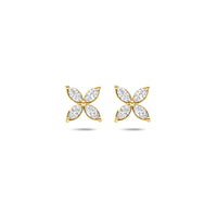 14k Goud Oorknoppen Bloem Lab Grown Diamant 0.56ct (2x 0.28ct) f vs 7,5mm