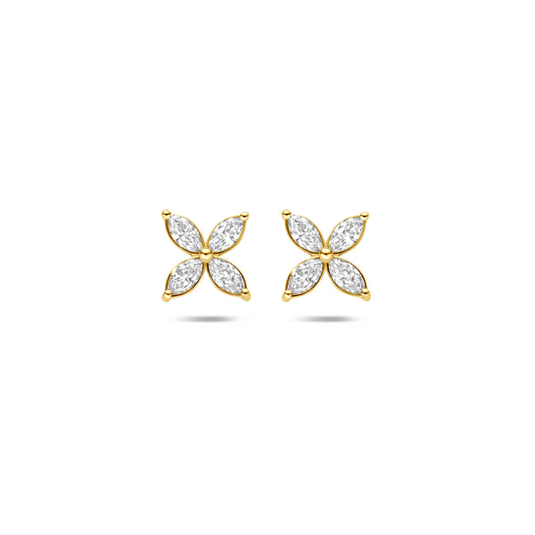 14k Goud Oorknoppen Bloem Lab Grown Diamant 0.56ct (2x 0.28ct) f vs 7,5mm