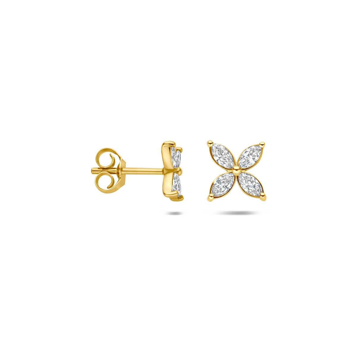 14k Goud Oorknoppen Bloem Lab Grown Diamant 0.56ct (2x 0.28ct) f vs 7,5mm