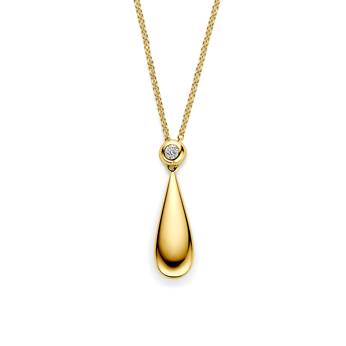 14k Goud Collier Druppel Diamant 0.15ct h si 41 - 43 - 45 cm