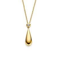 14k Goud Collier Druppel Diamant 0.15ct H SI 41 - 43 - 45 cm
