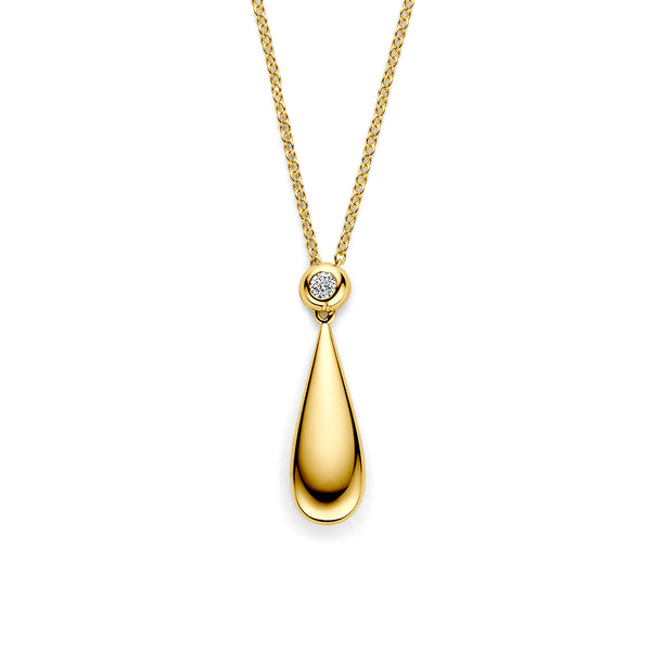 14k Goud Collier Druppel Diamant 0.15ct h si 41 - 43 - 45 cm