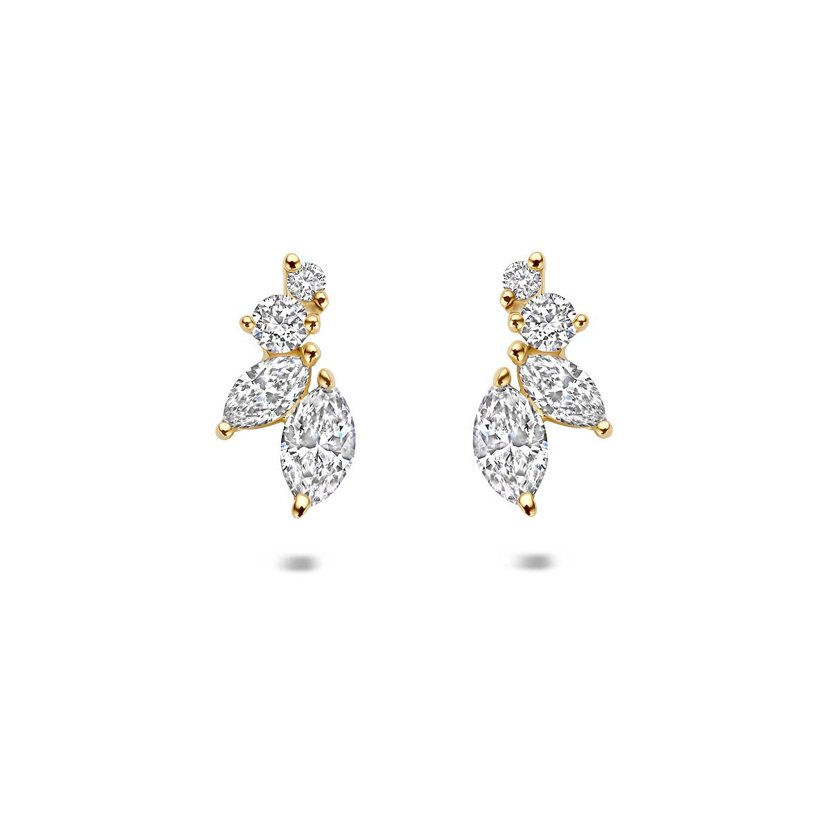 14k Goud Oorknoppen Bladeren Lab Grown Diamant 0.20ct (2x 0.10ct) f vs 7,5mm