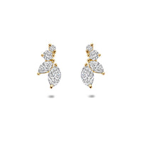 14k Goud Oorknoppen Bladeren Lab Grown Diamant 0.20ct (2x 0.10ct) f vs 7,5mm