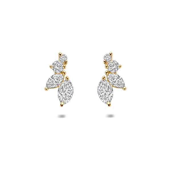 14k Goud Oorknoppen Bladeren Lab Grown Diamant 0.20ct (2x 0.10ct) f vs 7,5mm