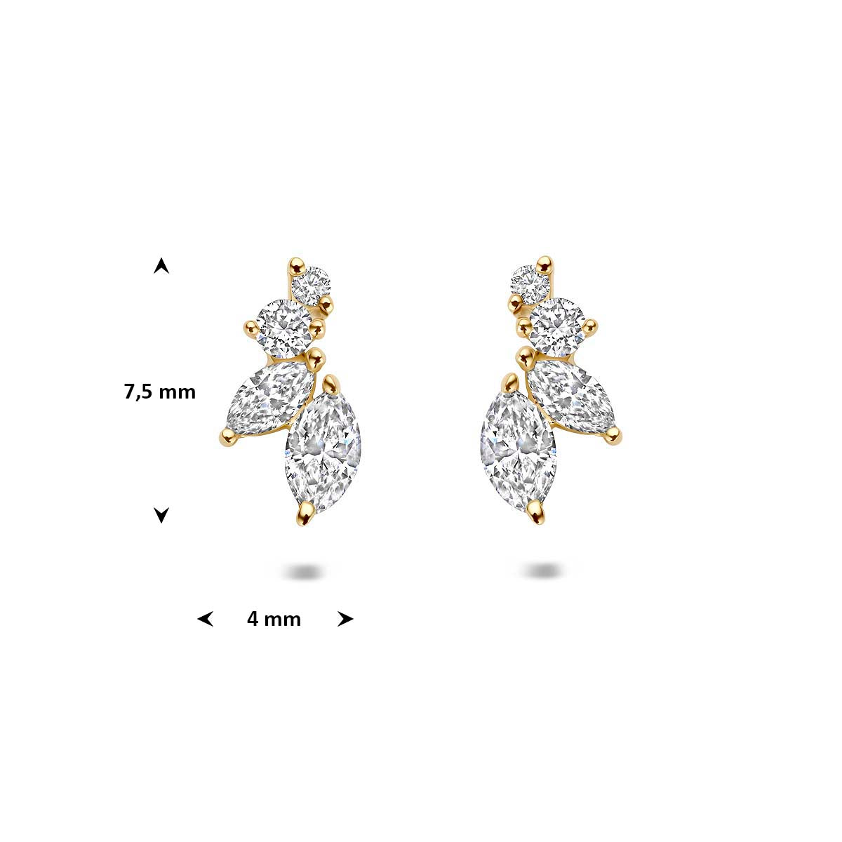 14k Goud Oorknoppen Bladeren Lab Grown Diamant 0.20ct (2x 0.10ct) f vs 7,5mm