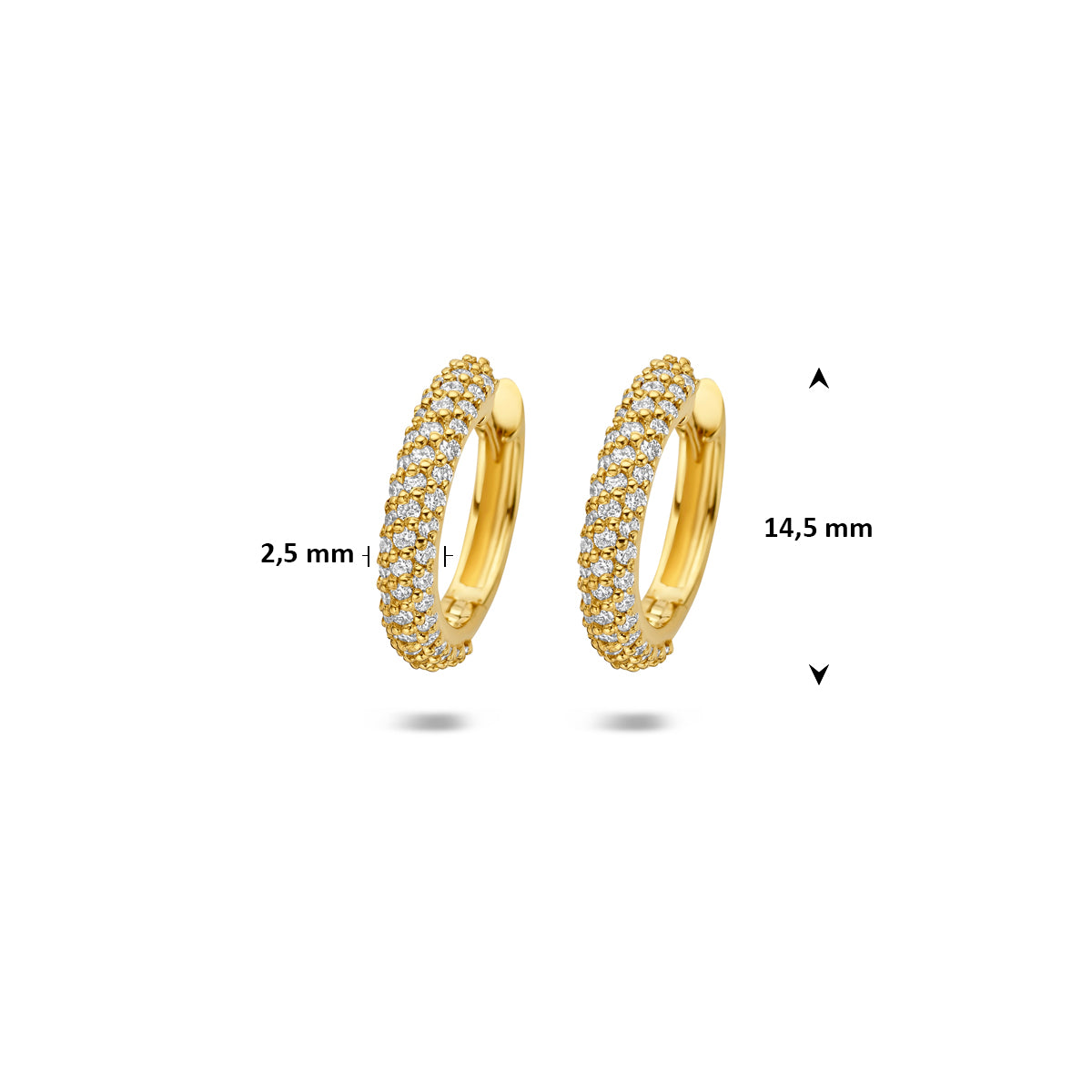14k Goud Klapoorringen Lab Grown Diamant 0.57ct (2x 0.285ct) f vs 14,5mm