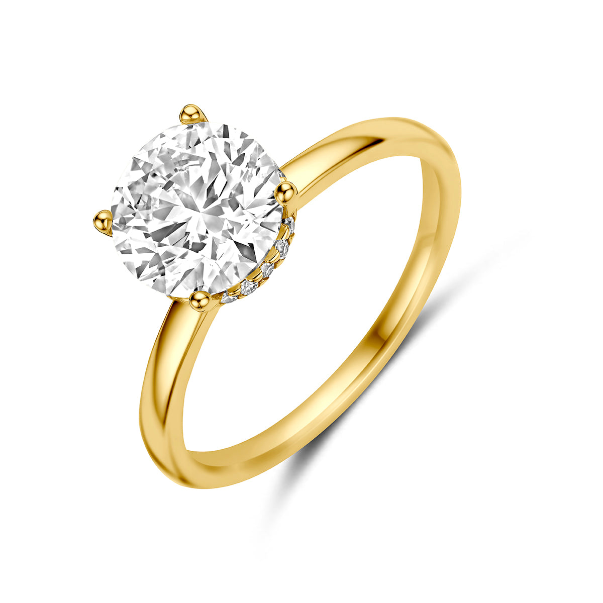 14k Goud Ring Lab Grown Diamant Rond 2.09ct F VS