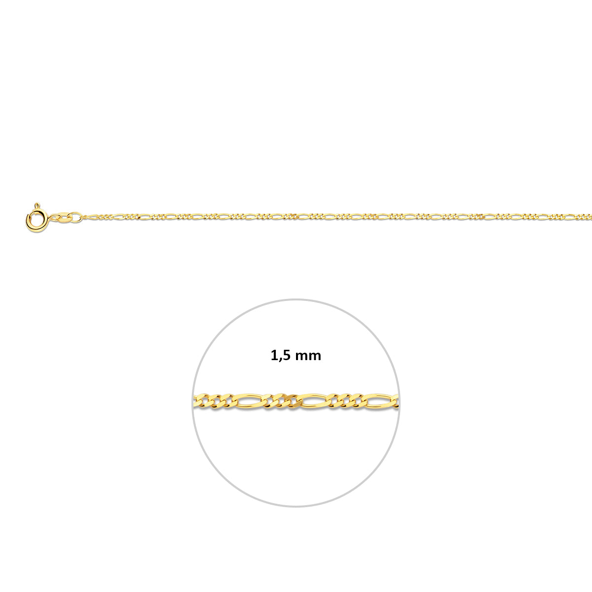 Figaro 1,5 mm 14K geelgoud geel