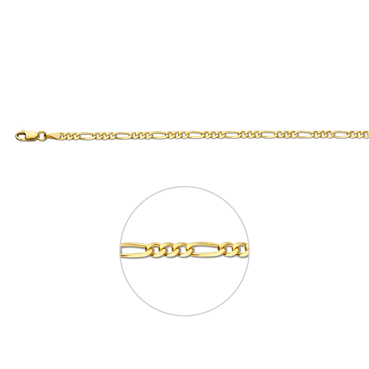Figaro 3,0 mm 14K geelgoud geel