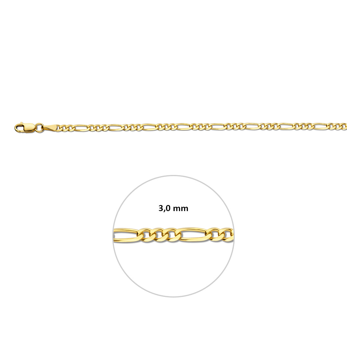 Figaro 3,0 mm 14K geelgoud geel