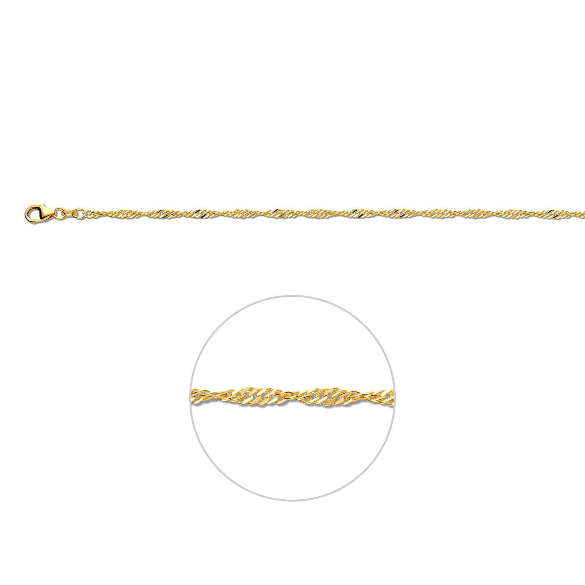 Singapore 2,4 mm 14K geelgoud geel