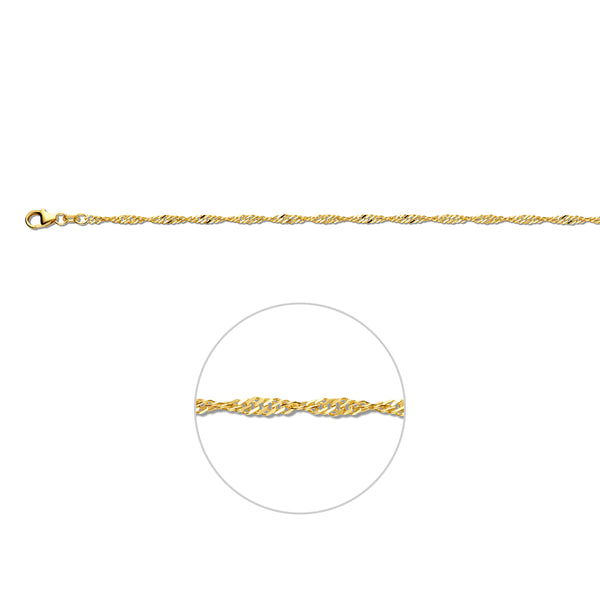 Singapore 2,4 mm 14K geelgoud geel