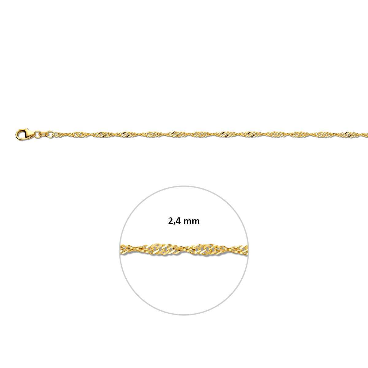 Singapore 2,4 mm 14K geelgoud geel