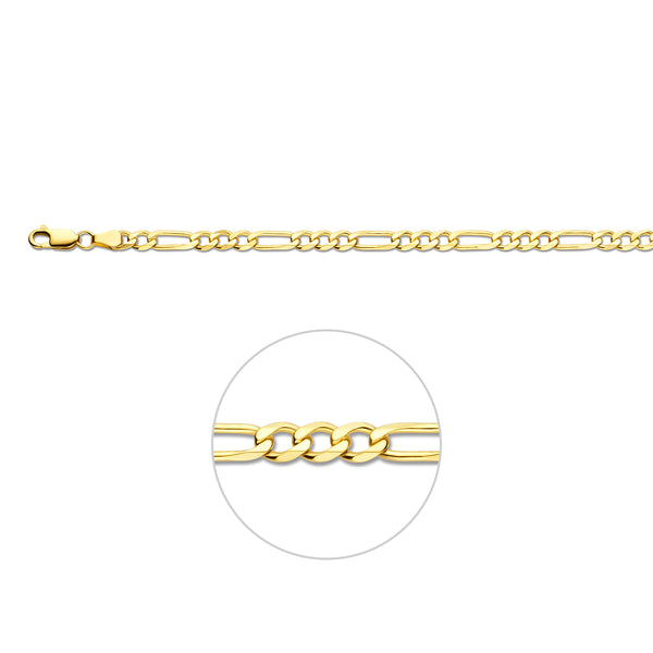 Figaro 4,8 mm massief 14K geelgoud geel