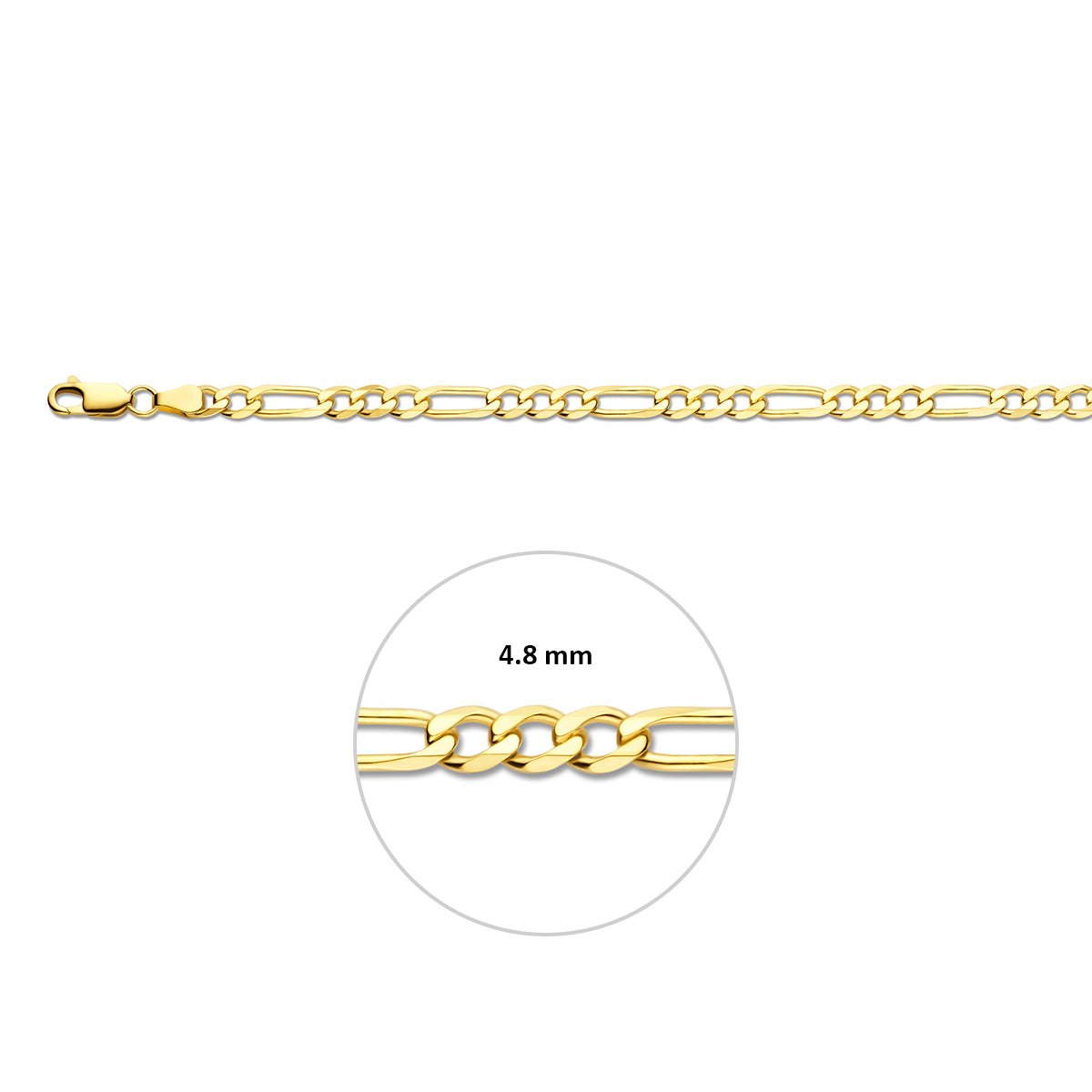 Figaro 4,8 mm massief 14K geelgoud geel