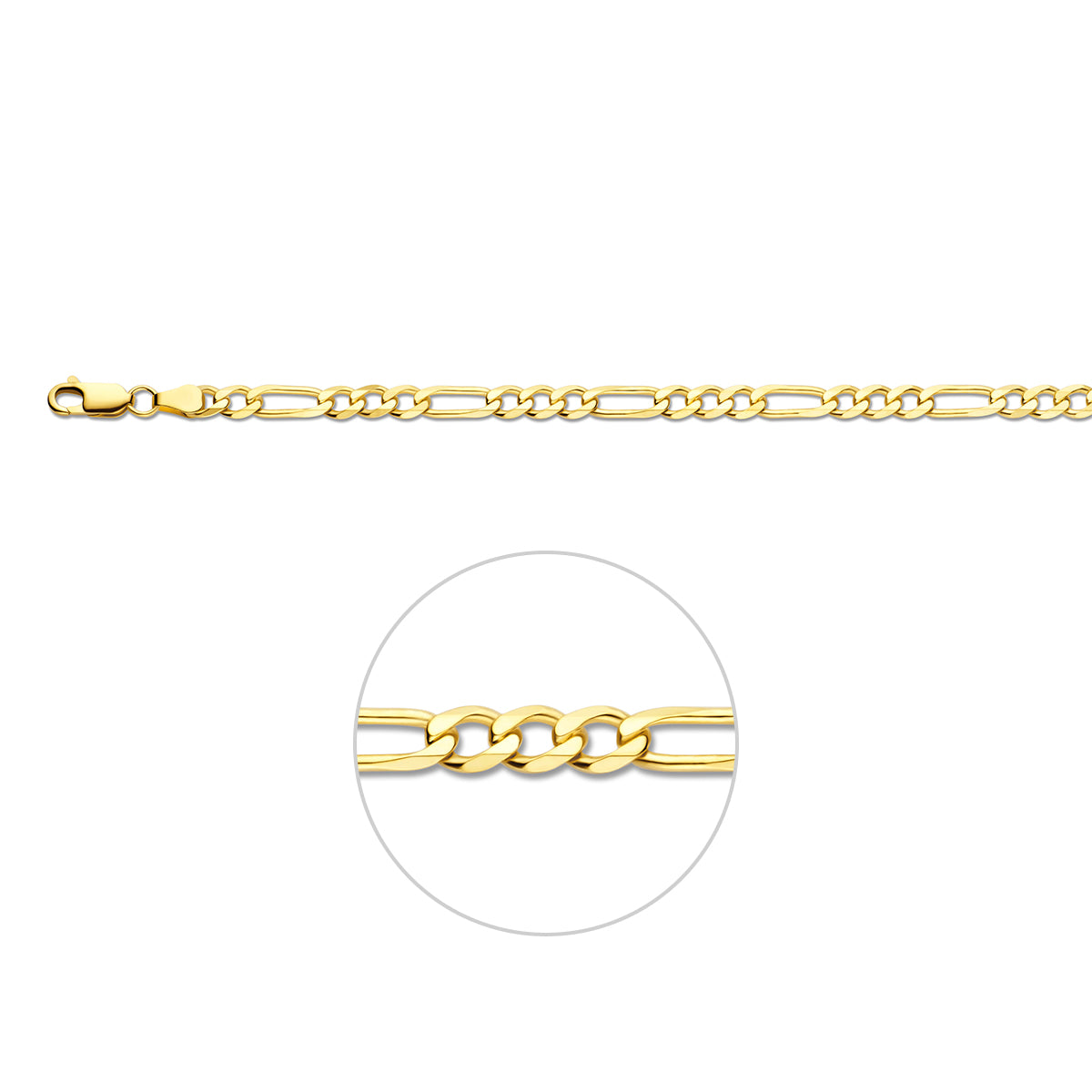 Figaro 4,8 mm massief 14K geelgoud geel