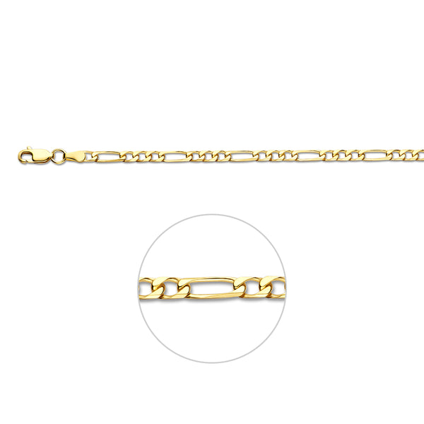 Figaro 4,0 mm massief 14K geelgoud geel