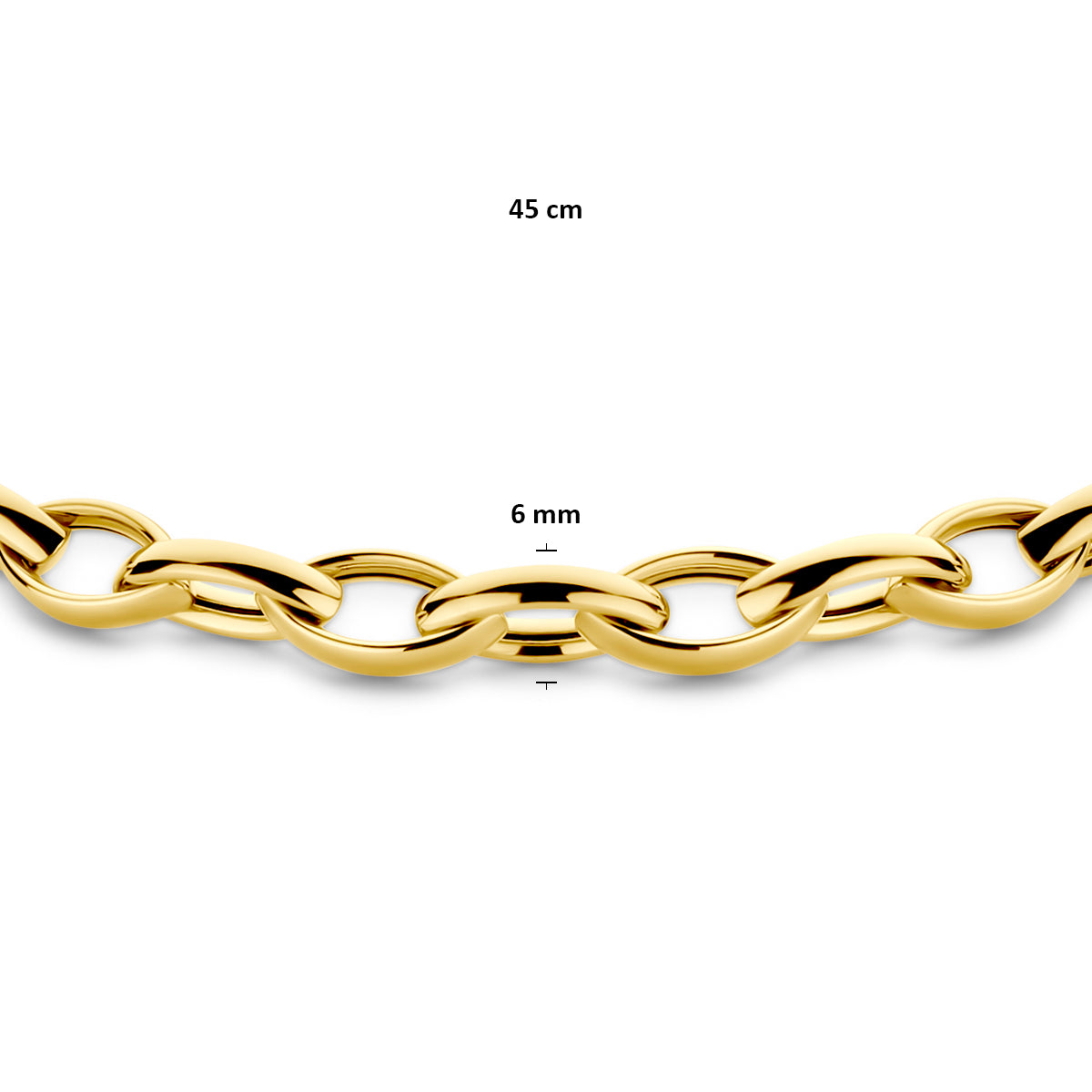 9k Goud Collier 6mm 45 cm