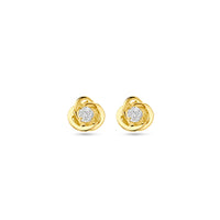 9k Goud Oorknoppen Zirkonia Bloem 7mm