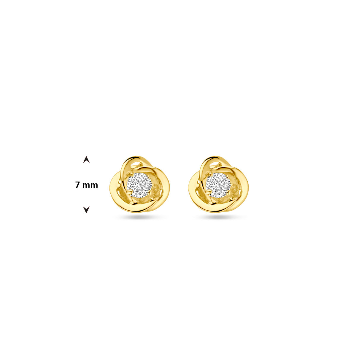 9k Goud Oorknoppen Zirkonia Bloem 7mm